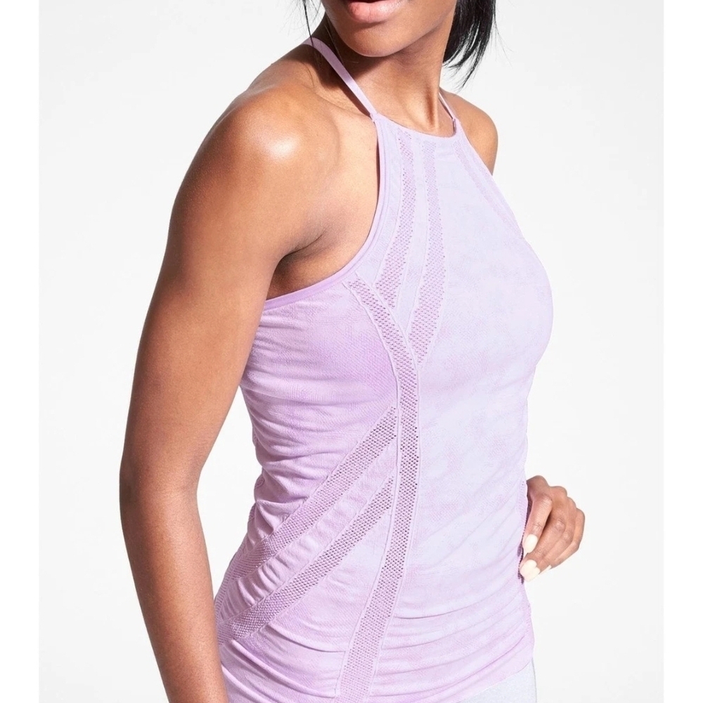 Athleta Women's Headstand Halter Tank Top Violet Mist Size Small Lasercut